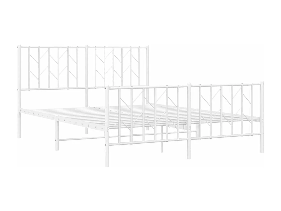 Cama -135x190 cm metal con cabecero y estribo blanco YOE84133