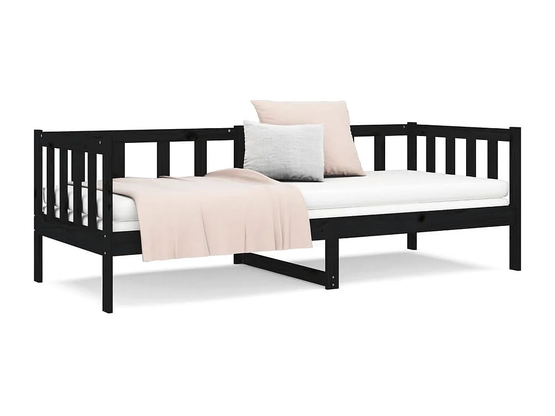 Slaapbank 90x190 cm massief grenenhout zwart NL69363