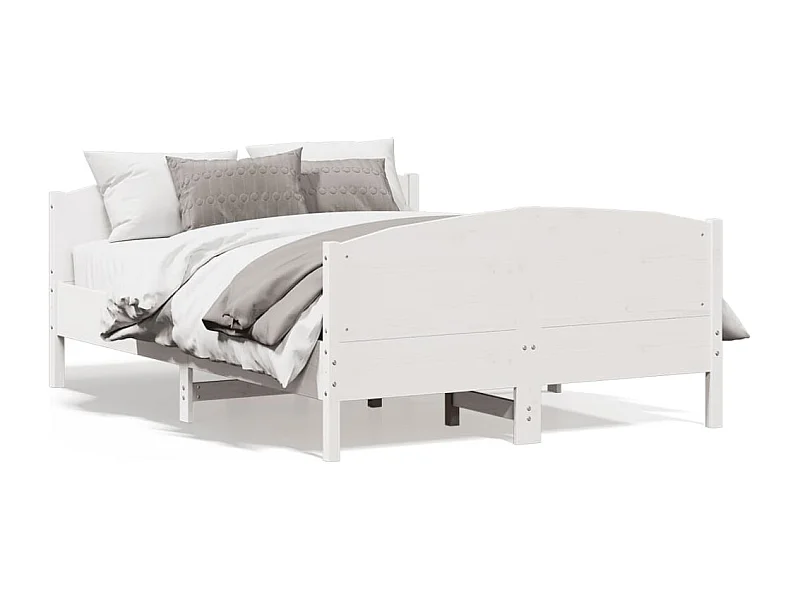 Bedframe met hoofdbord massief grenenhout wit 160x200 cm NL61175