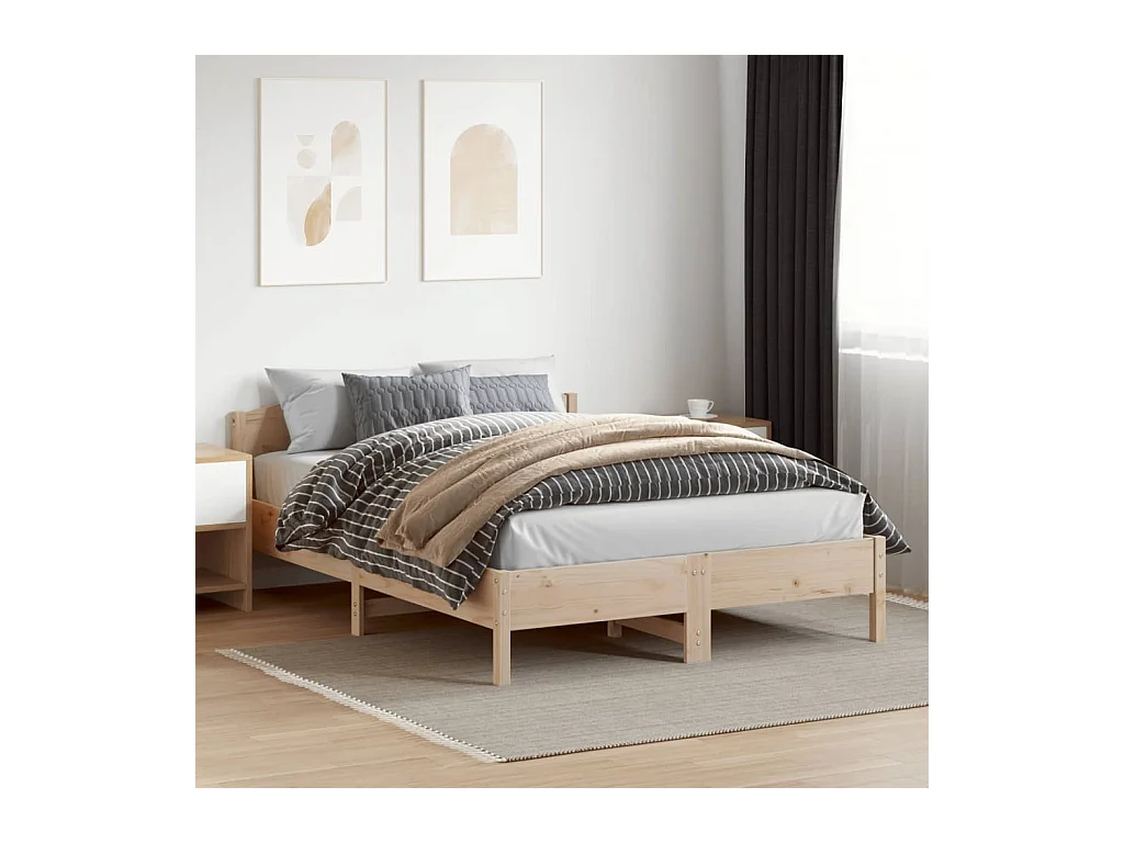 Bedframe met hoofdbord massief grenenhout 160x200 cm NL75116
