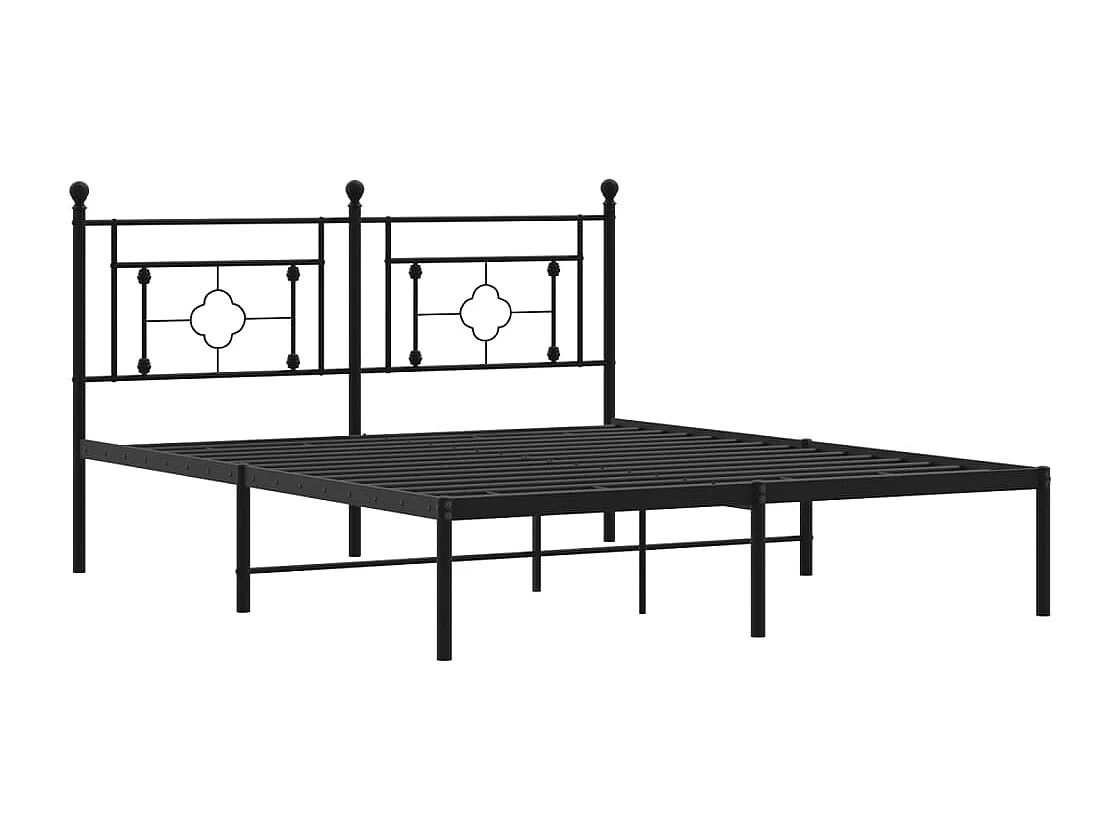 Lit-160x200 cm métal + tête de lit noir HOQW34888