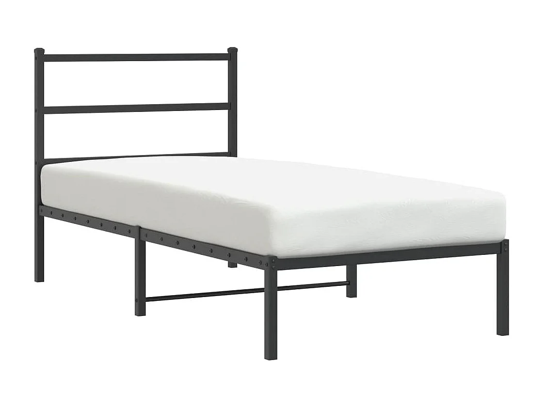 Lit-90x190 cm métal + tête de lit noir HOQW45159