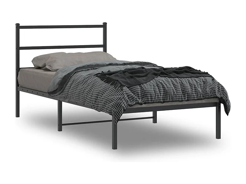 Cama -100x190 cm con cabecero metal negro YOE47915