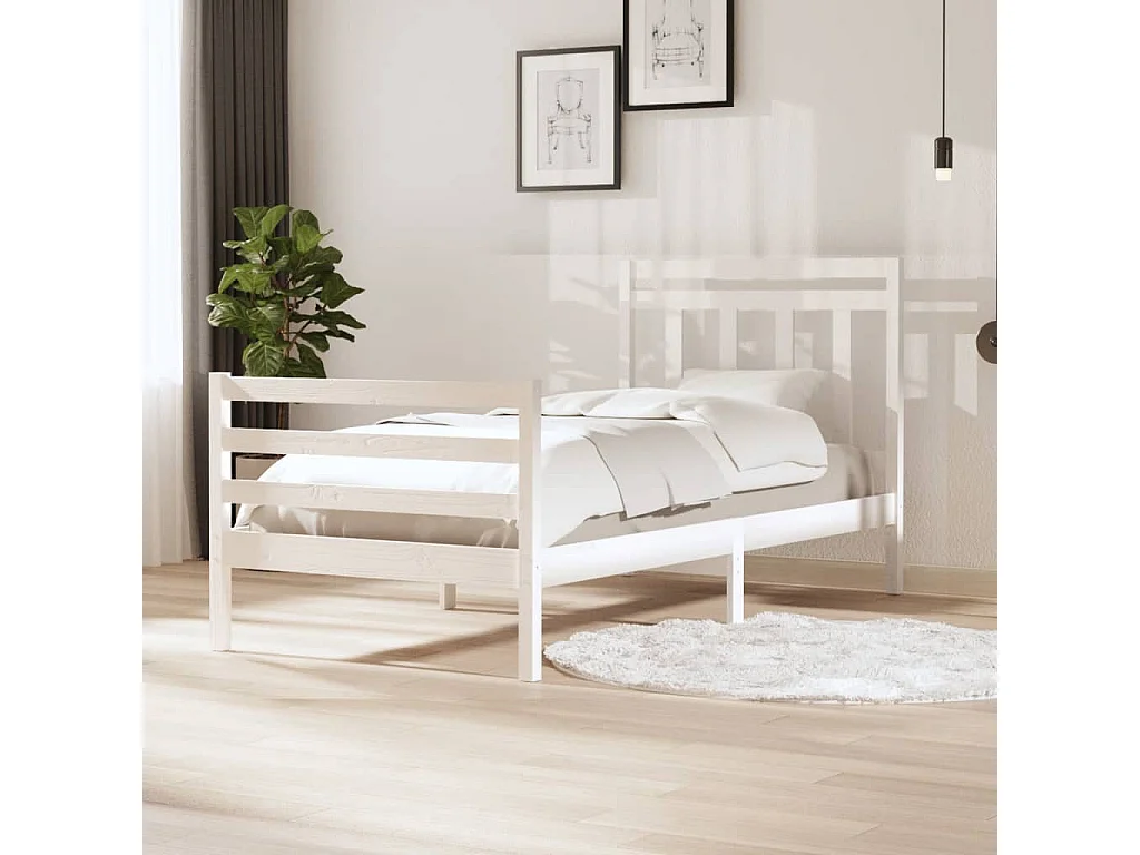 Bedframe massief hout wit 100x200 cm NL15735