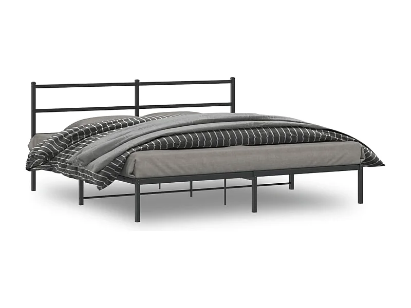 Cama em metal com cabeceira 180x200 cm preto PT993690