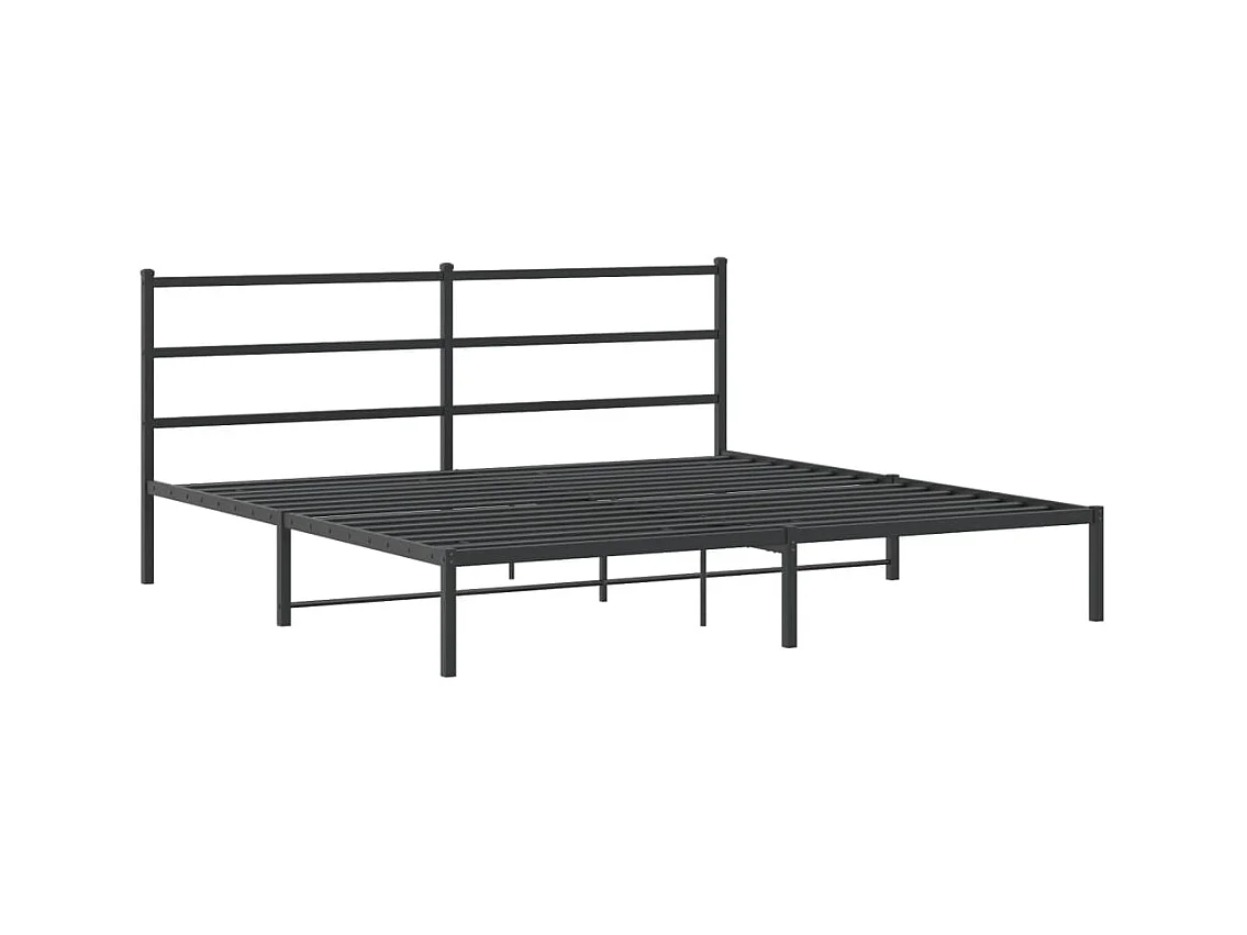 Cama em metal com cabeceira 180x200 cm preto PT993690