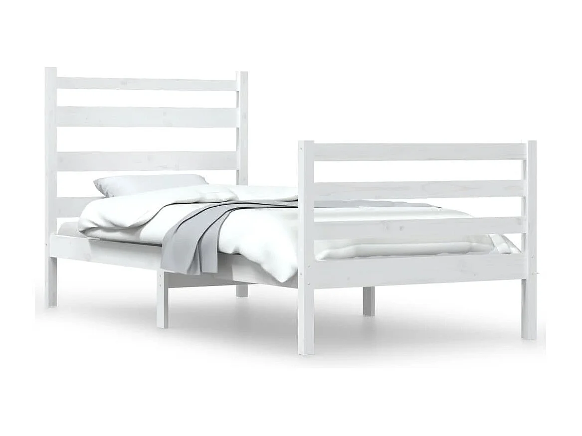 Lit-100x200 cm Bois de pin massif Blanc HOQW72040