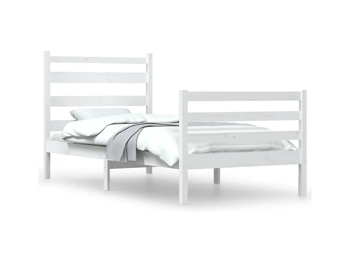 Lit-100x200 cm Bois de pin massif Blanc HOQW72040