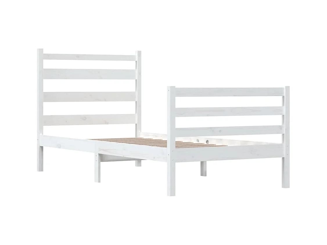 Lit-100x200 cm Bois de pin massif Blanc HOQW72040