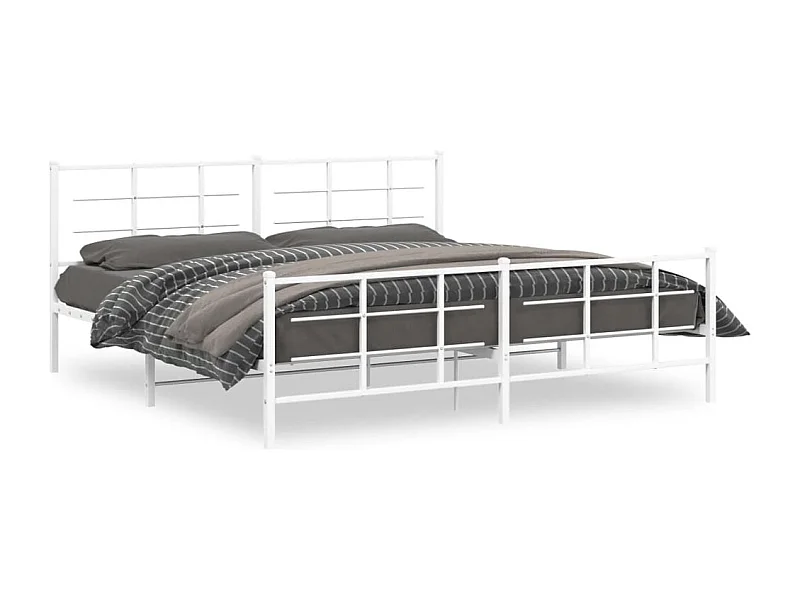 Cama - 190x200 cm metal con cabecero y pie cama blanco YOE38446
