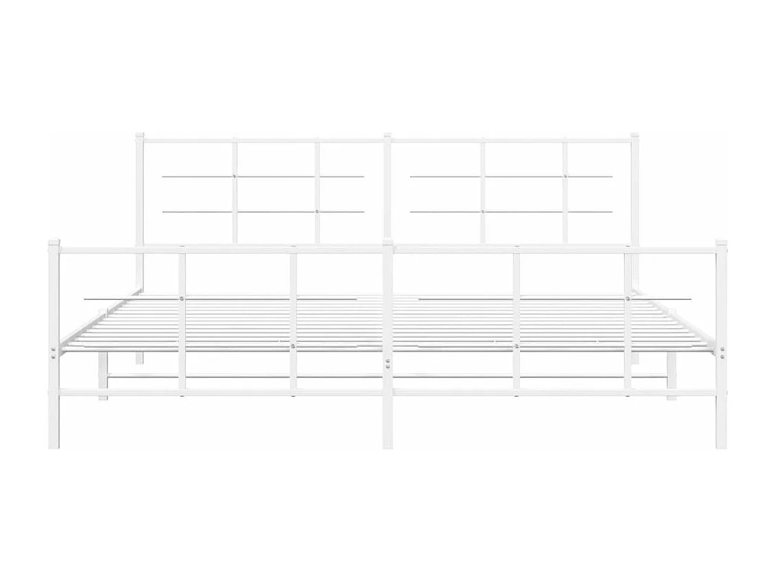 Lit-193x203 cm métal + tête de lit/pied de lit blanc HOQW88326