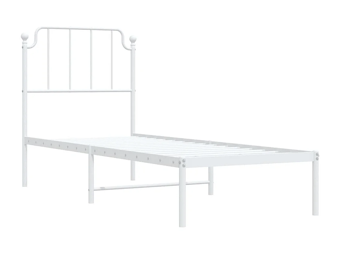 Lit-80x200 cm métal + tête de lit blanc HOQW17126