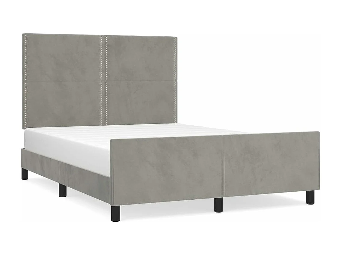 Lit-140x190 cm + tête de lit Gris clair Velours HOQW82477