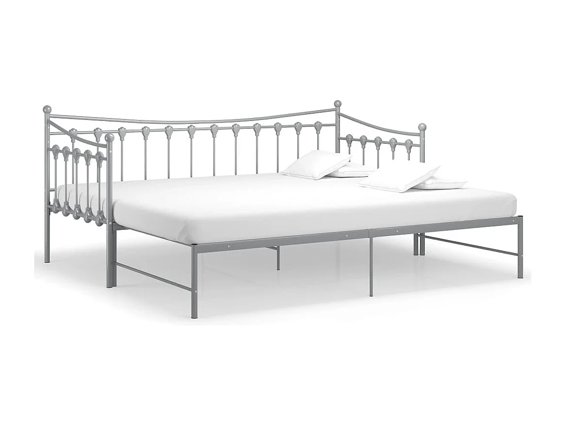 Cama de solteiro de puxar 90x200 cm metal cinzento PT347294