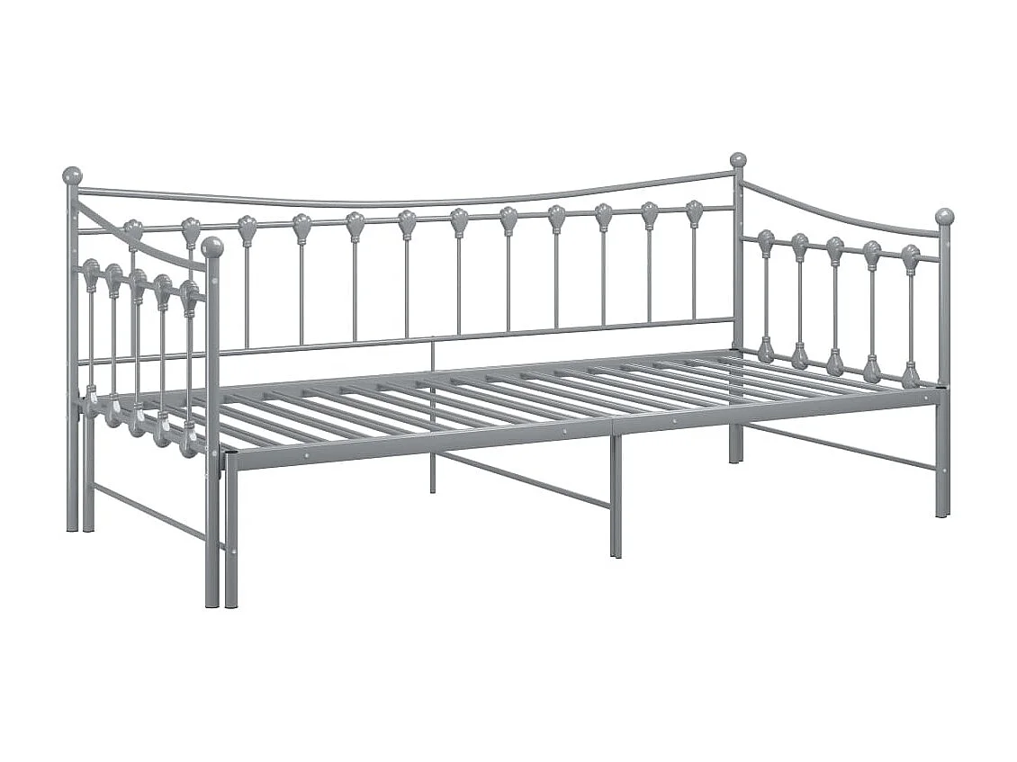 Lit-90x200 cm extensible Gris Métal HOQW60544