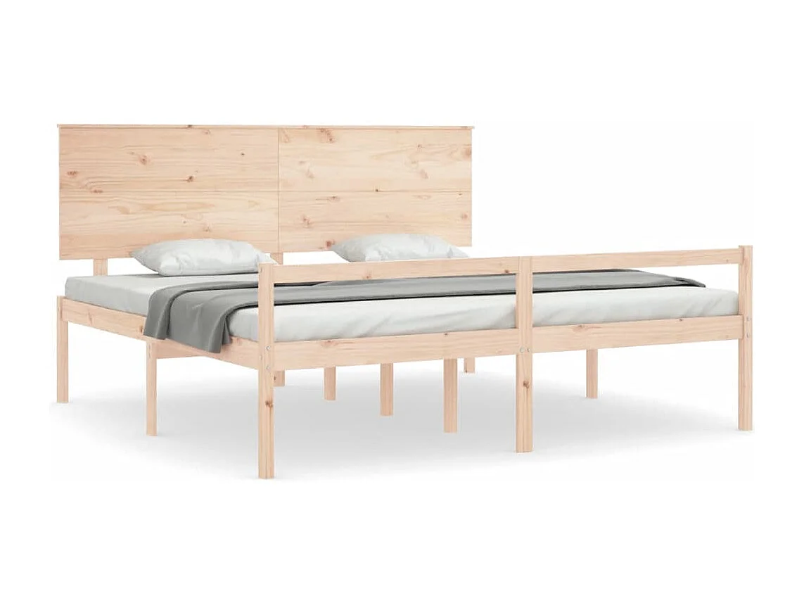 Cama -180x200 cm de matrimonio para personas mayores cabecero madera maciza YOE