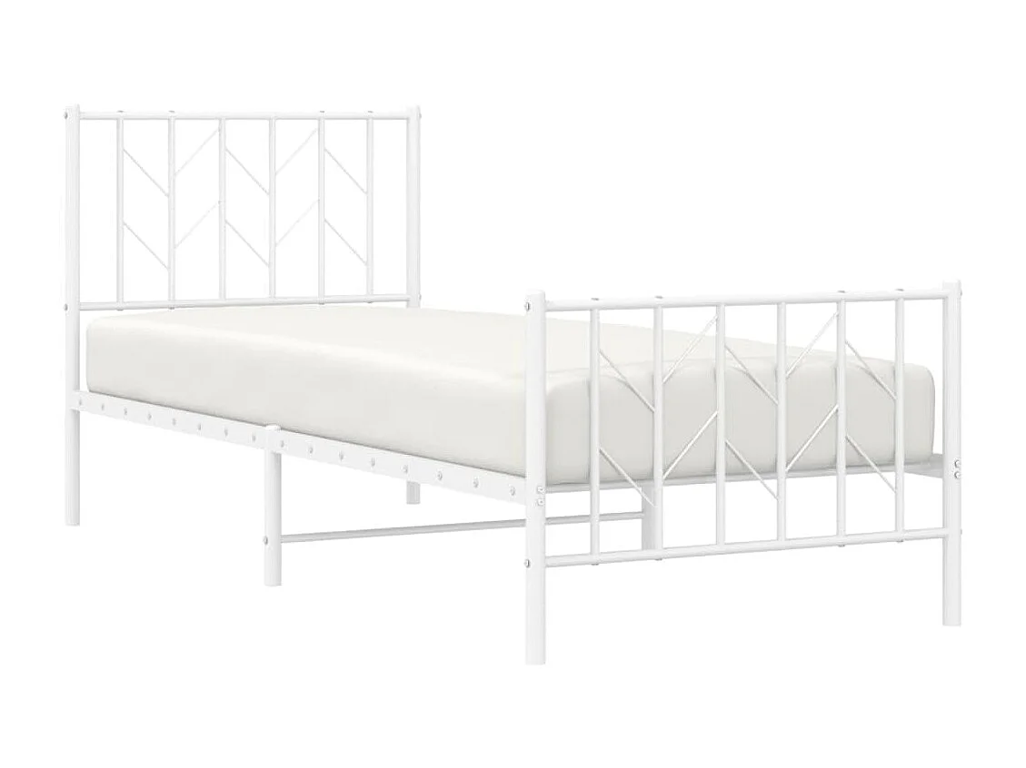 Lit-80x200 cm métal + tête de lit/pied de lit blanc HOQW12099