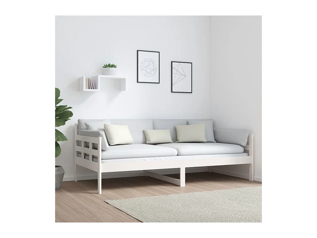 Slaapbank massief grenenhout wit 90x190 cm NL29414