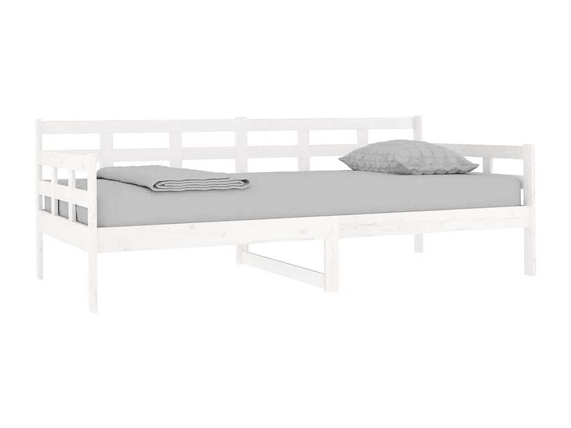 Lit-90x190 cm de jour Blanc Bois massif de pin HOQW23839