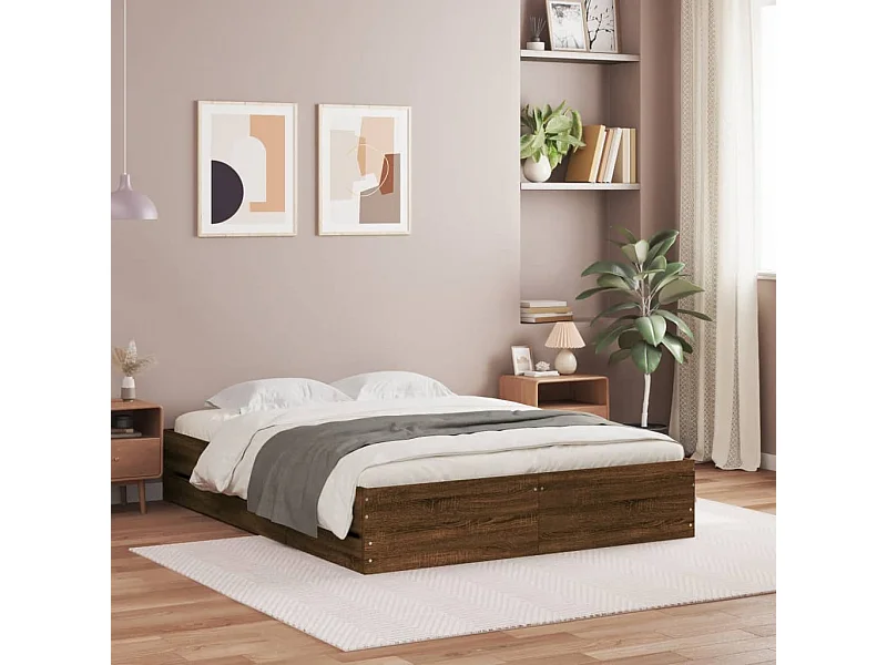 Lit-120x190 cm et tiroirs chêne marron bois ingénierie HOQW10780