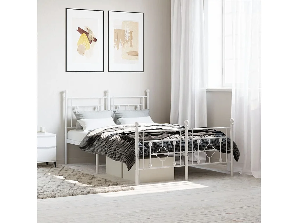Cama com cabeceira e pés 120x190 cm metal branco PT525699