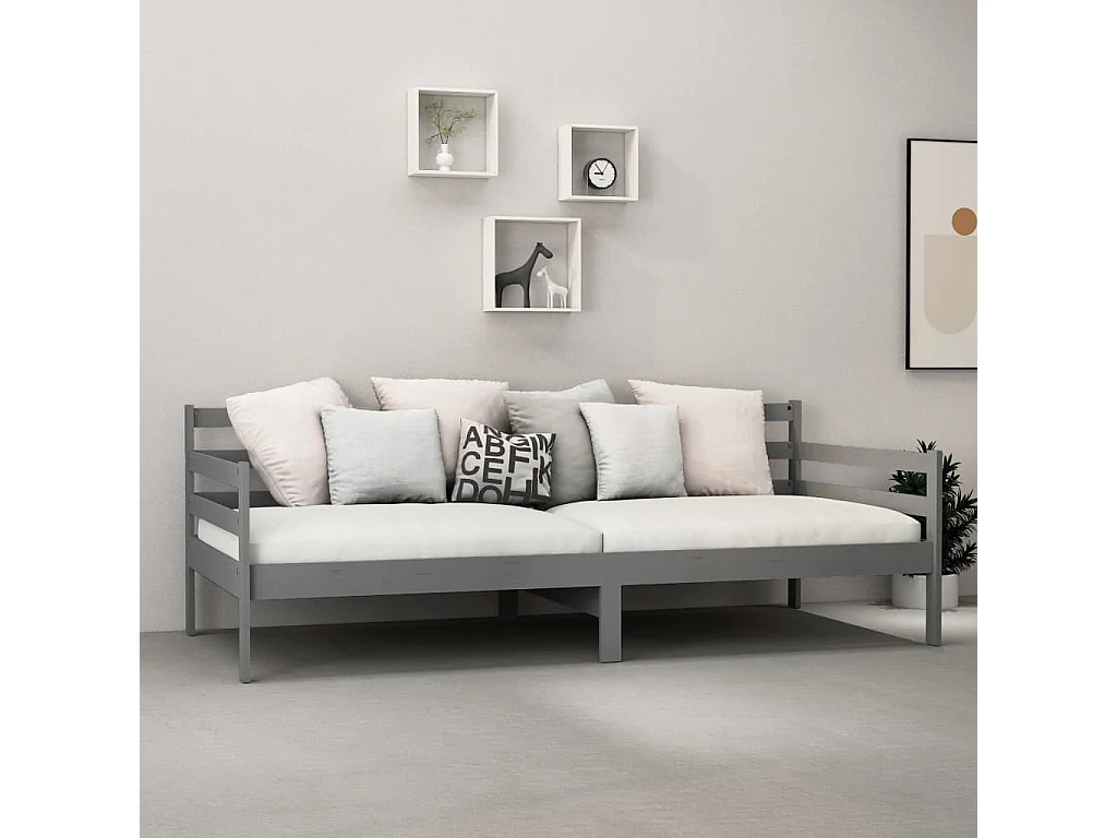 Tagesbett,Sofabett Grau Kiefer Massivholz 90x200 cm -gkd20872