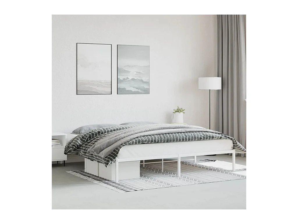 Lit-193x203 cm métal blanc HOQW43103