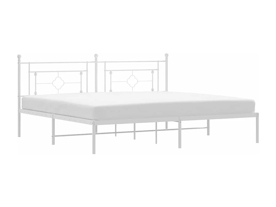 Cama com cabeceira 193x203 cm metal branco PT339840