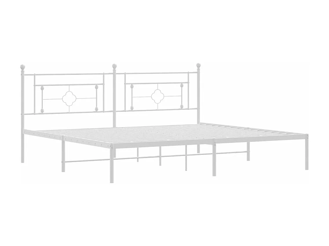 Cama com cabeceira 193x203 cm metal branco PT339840