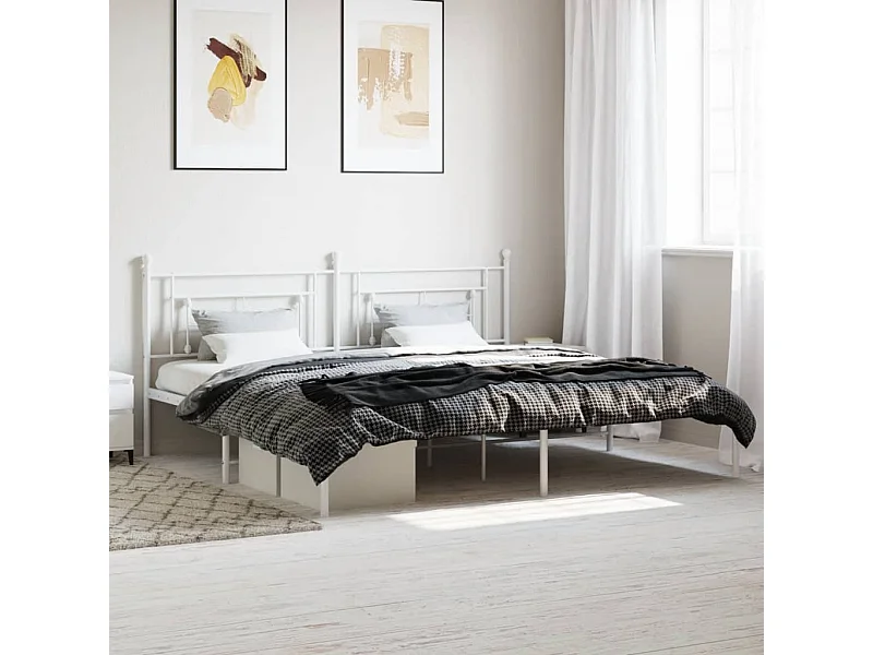 Cama com cabeceira 193x203 cm metal branco PT339840