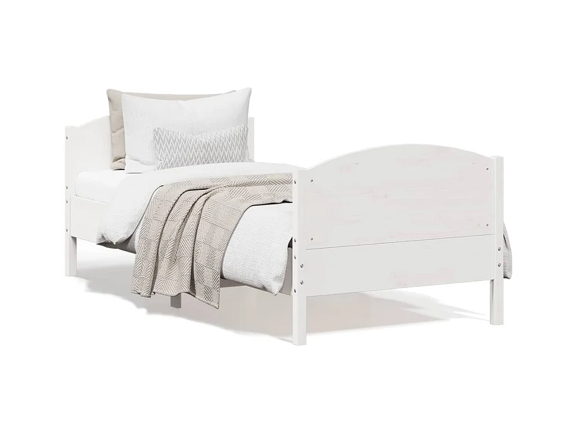 Lit-100x200 cm et tête de lit blanc bois de pin massif HOQW83873