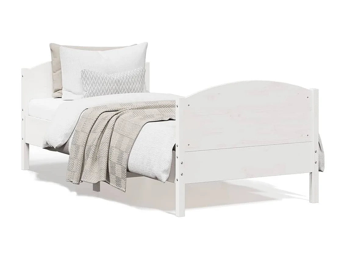 Cama com cabeceira 100x200cm pinho maciço branco PT151931