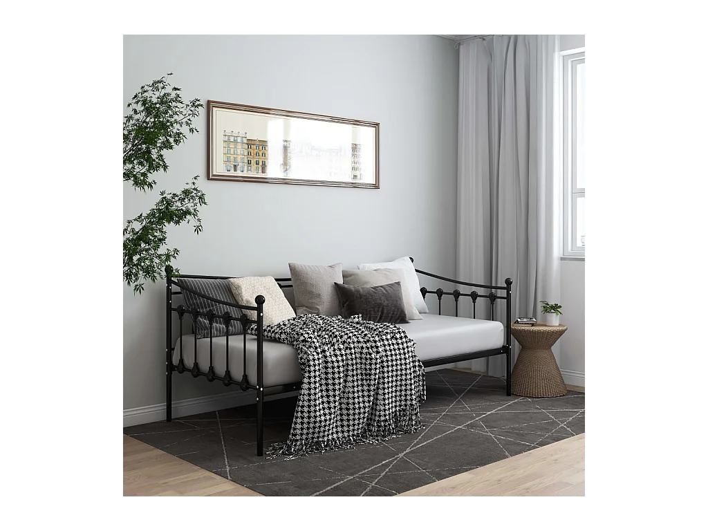 Lit-90x200 cm Noir Métal HOQW96166