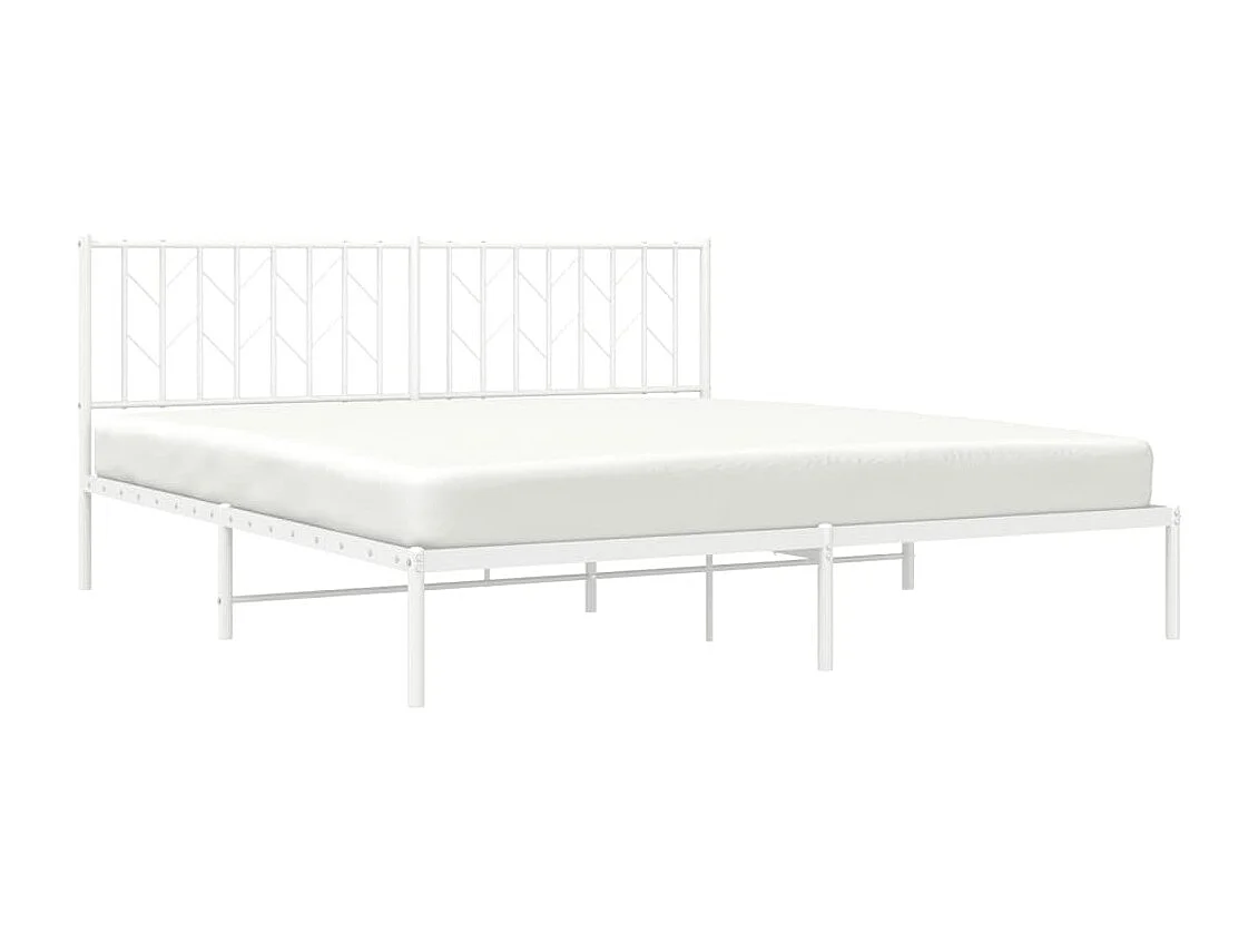 Lit-183x213 cm métal + tête de lit blanc HOQW56152