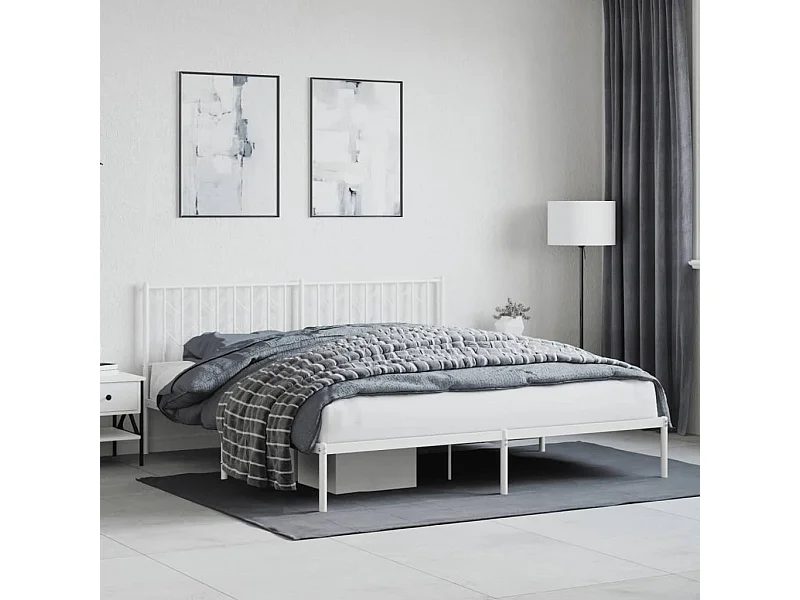 Cama com cabeceira 183x213 cm metal branco PT907601