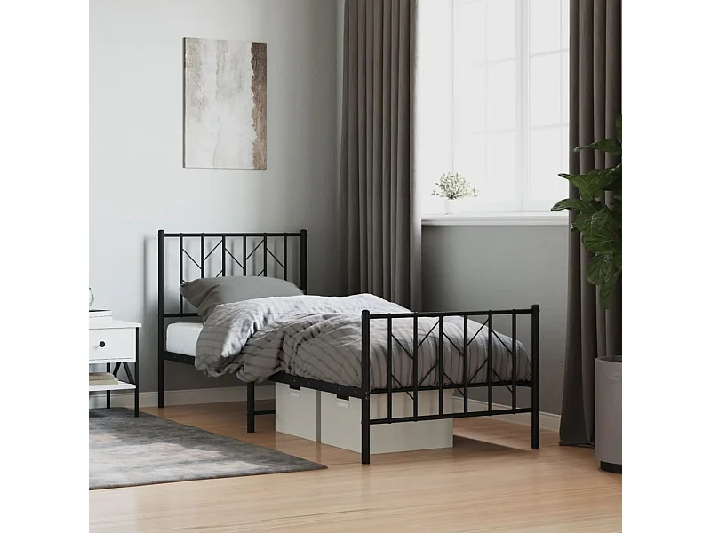 Cama com cabeceira e pés 80x200 cm metal preto PT195969