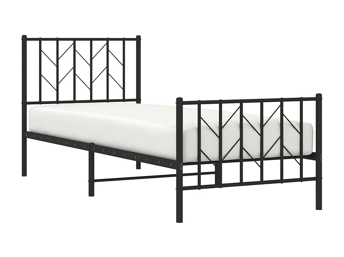 Lit-80x200 cm métal + tête de lit/pied de lit noir HOQW71789