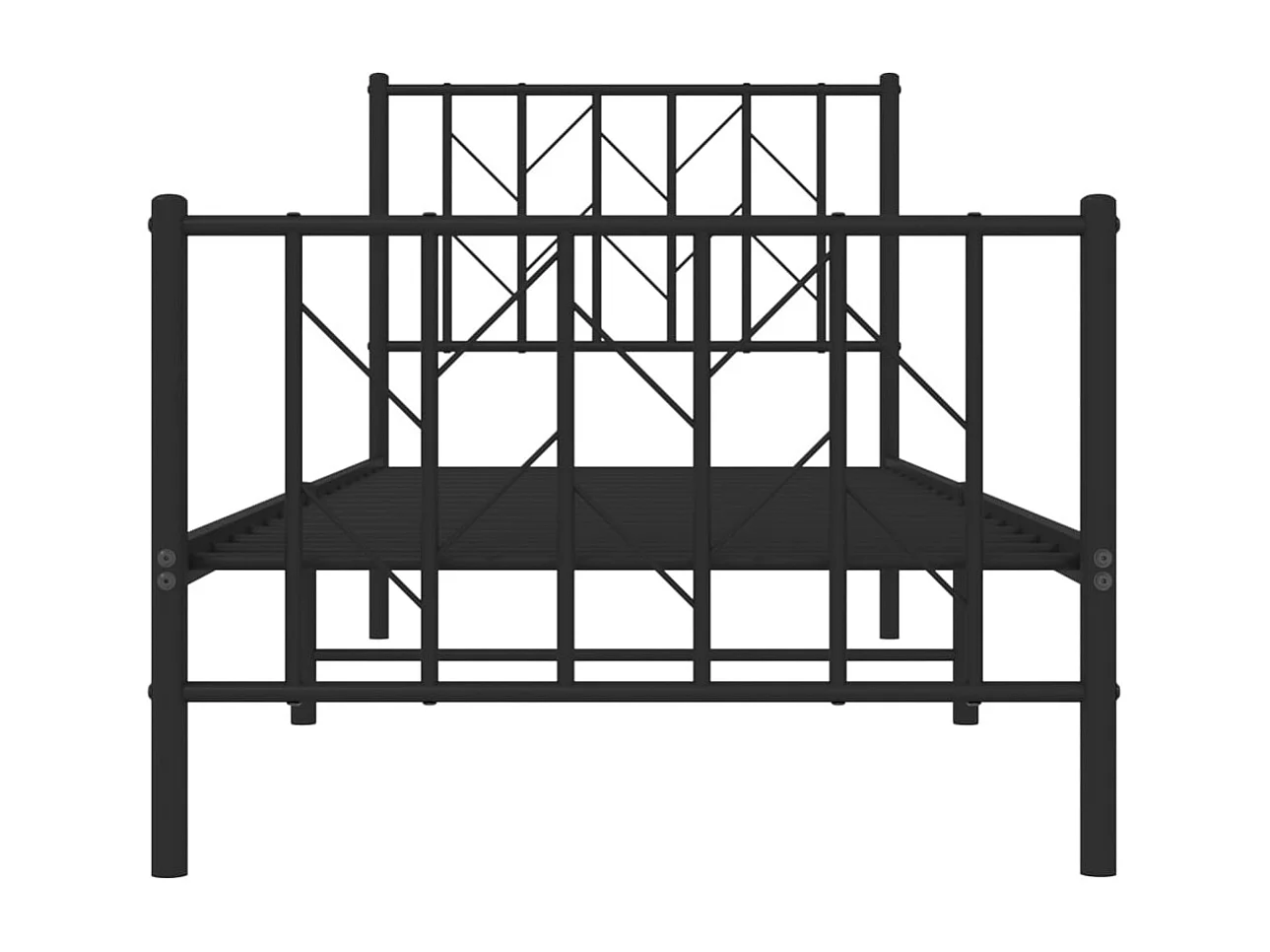 Lit-80x200 cm métal + tête de lit/pied de lit noir HOQW71789