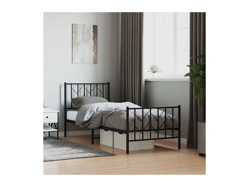 Bedframe met hoofd- en voeteneinde metaal zwart 80x200 cm NL52051