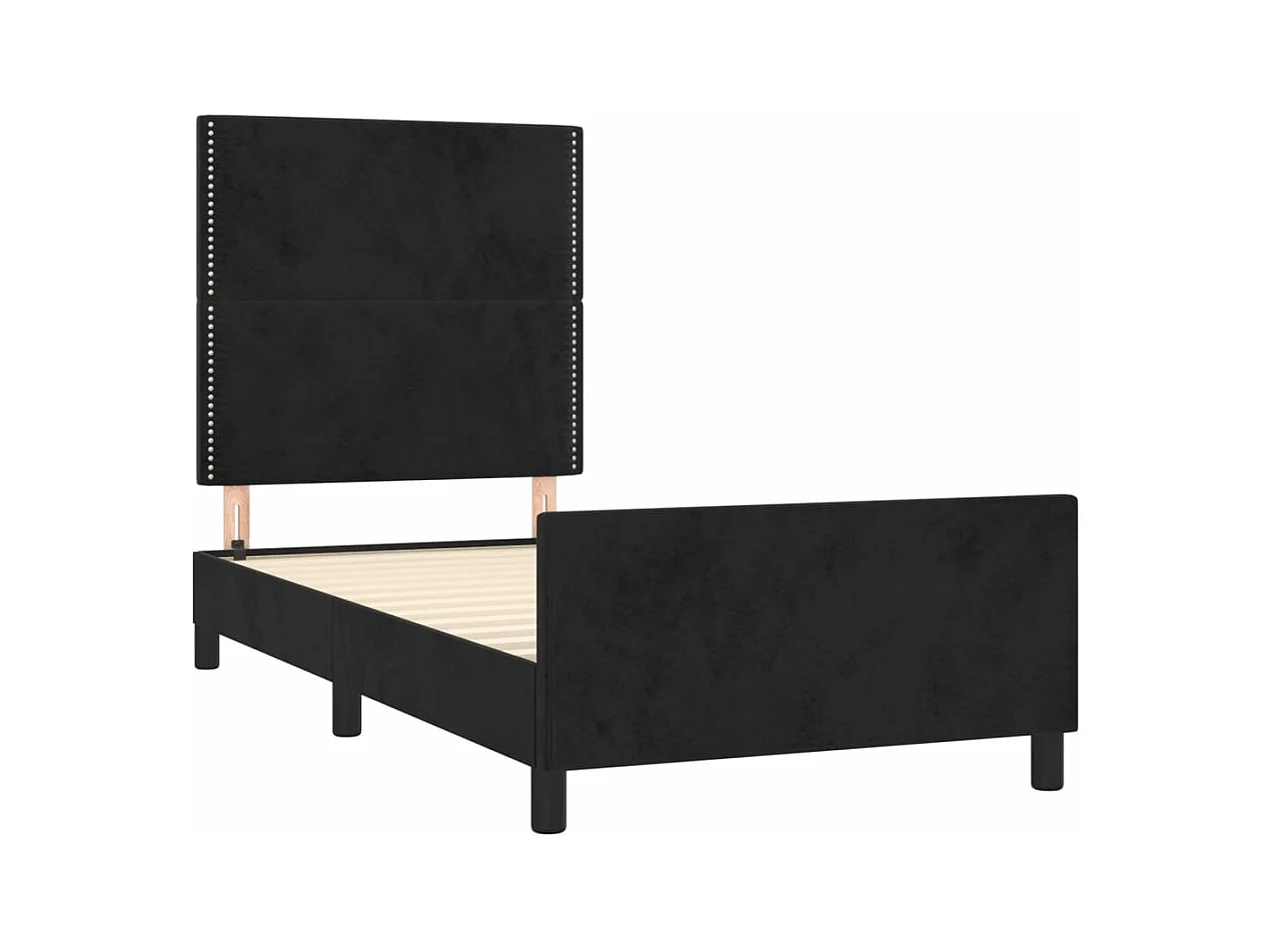 Lit-80x200 cm + tête de lit Noir Velours HOQW78511