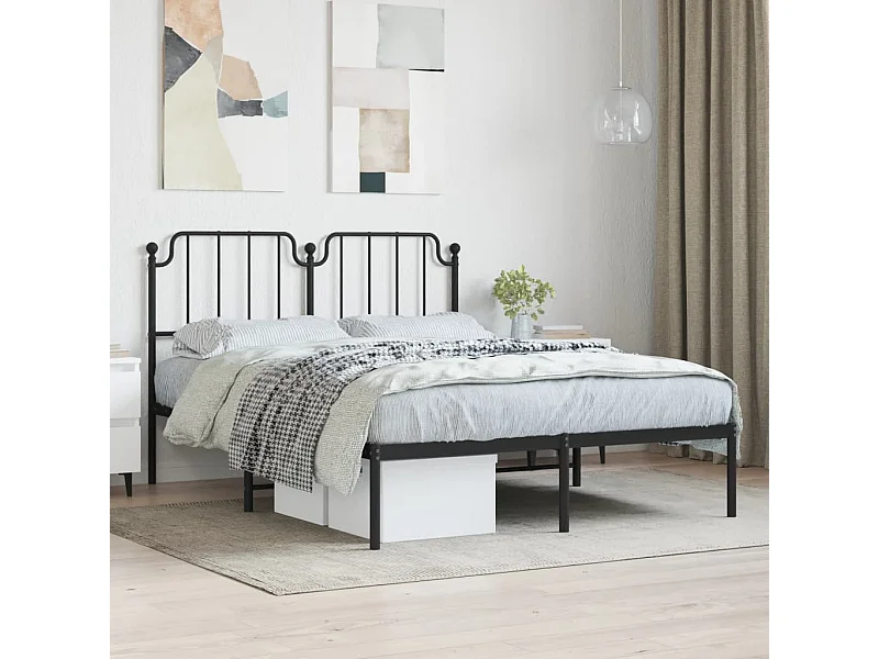 Cama com cabeceira 140x190 cm metal preto PT115044