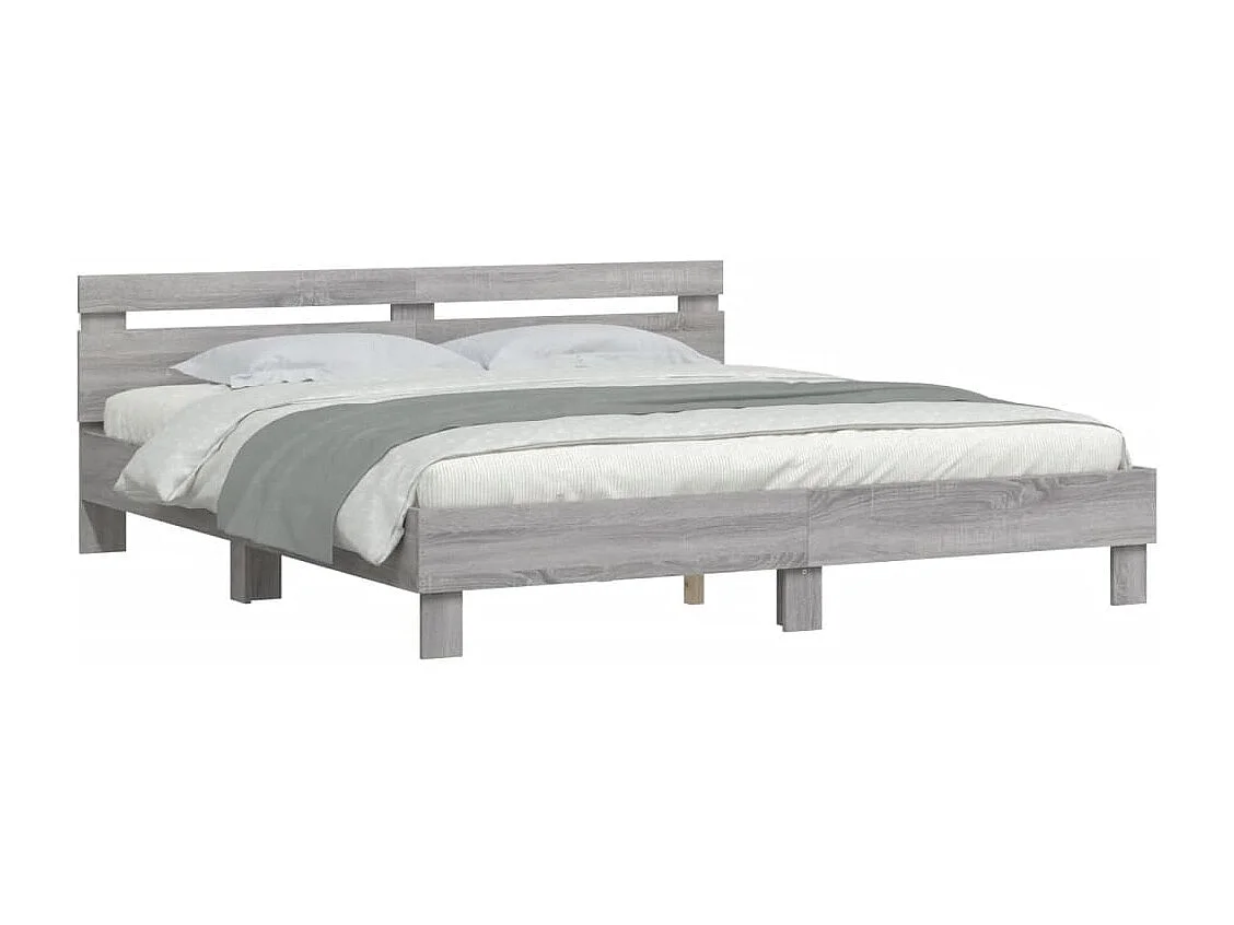 Lit-160x200 cm + tête de lit et LED sonoma gris HOQW59117