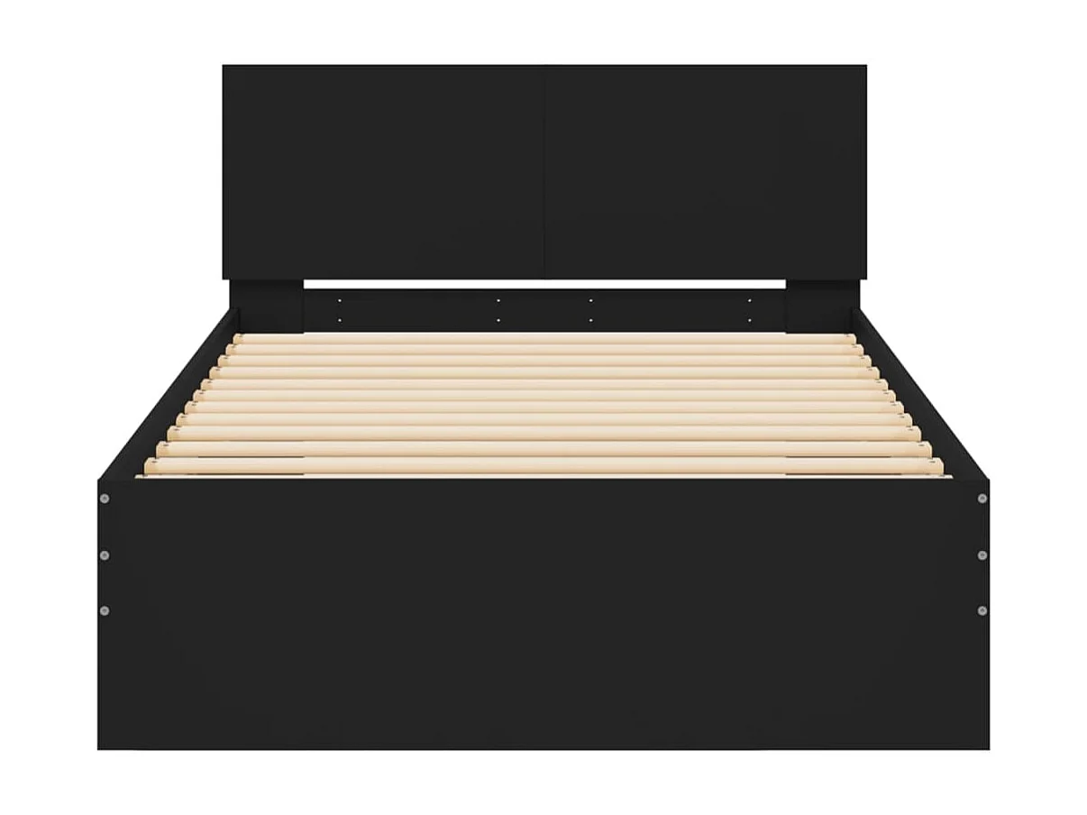 Lit-100x200 cm et tête de lit noir bois d'ingénierie HOQW95632