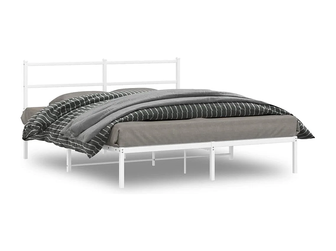 Lit-150x200 cm métal + tête de lit blanc HOQW21102