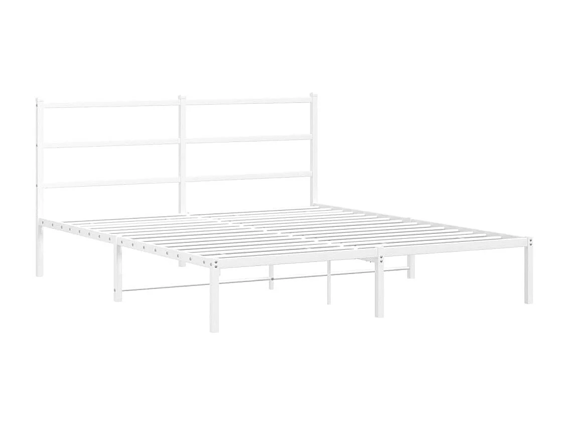 Lit-150x200 cm métal + tête de lit blanc HOQW21102