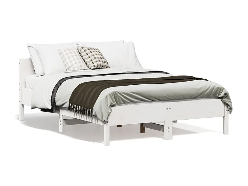 Lit-135x190 cm + tête de lit blanc bois pin massif HOQW80460