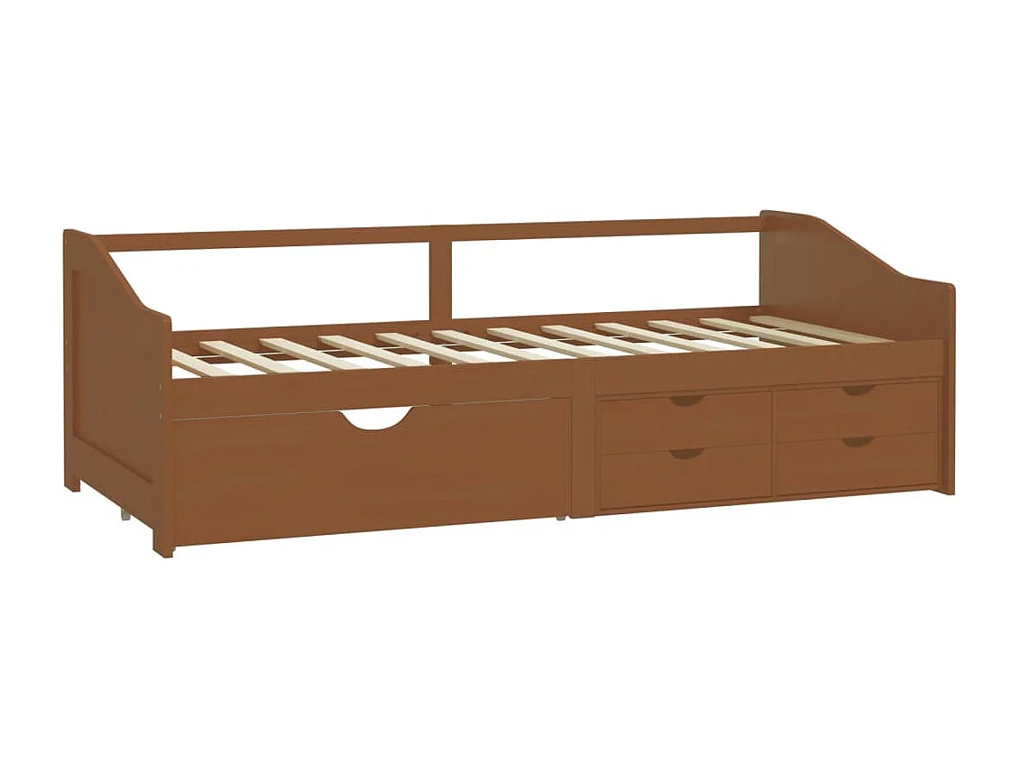 Lit-90x200 cm de repos 3 places à tiroirs Marron miel Pin HOQW15979