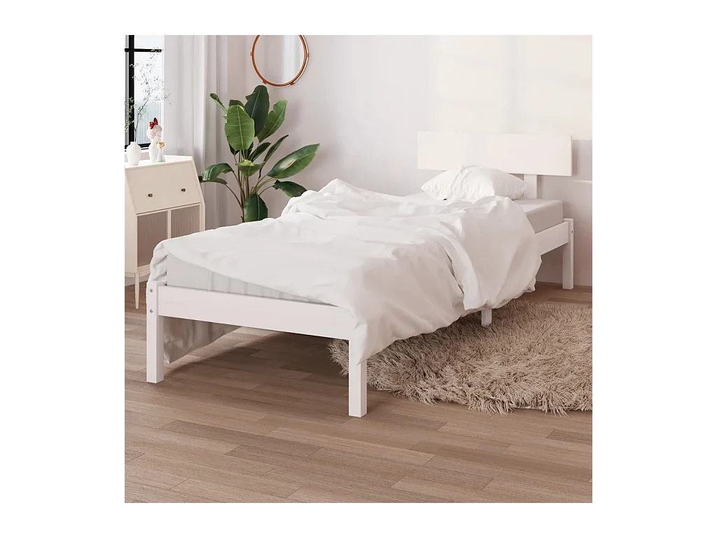 Lit-100x200 cm Blanc Bois de pin massif HOQW59207