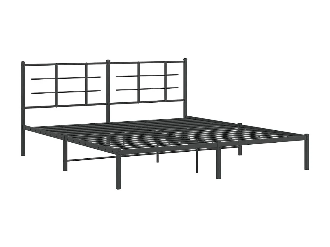 Cama em metal com cabeceira 180x200 cm preto PT451059