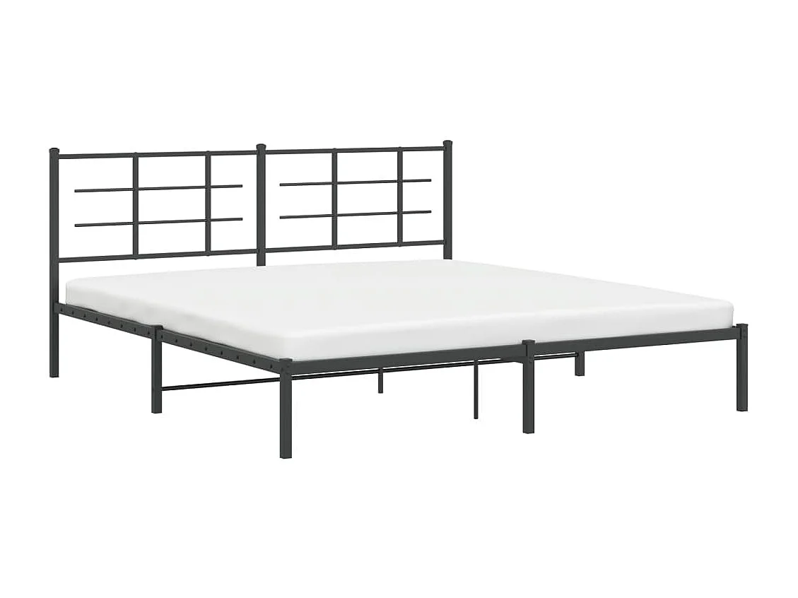 Cama em metal com cabeceira 180x200 cm preto PT451059
